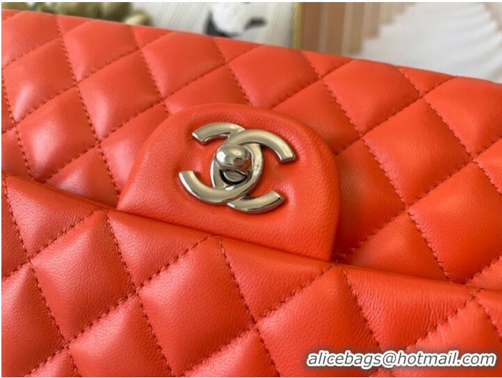 Super Quality Chanel classic handbag Lambskin&silver Metal 01112 orange