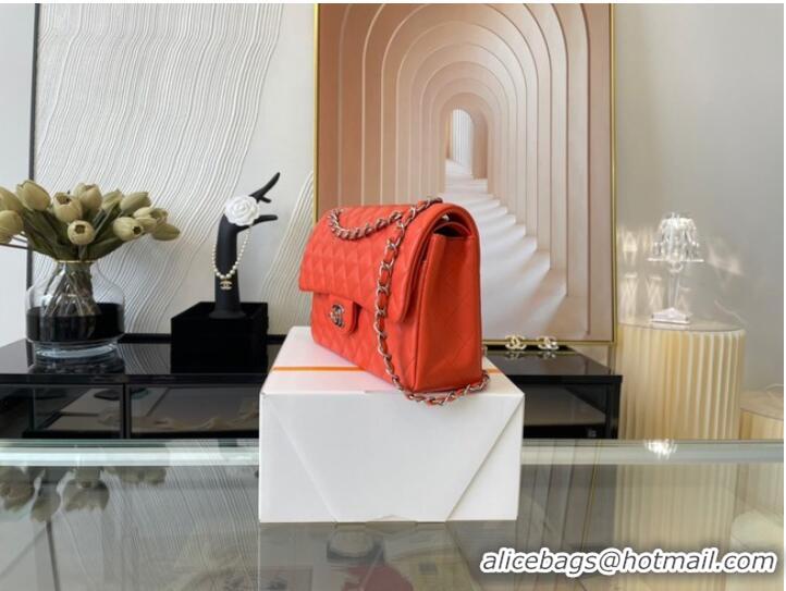 Super Quality Chanel classic handbag Lambskin&silver Metal 01112 orange