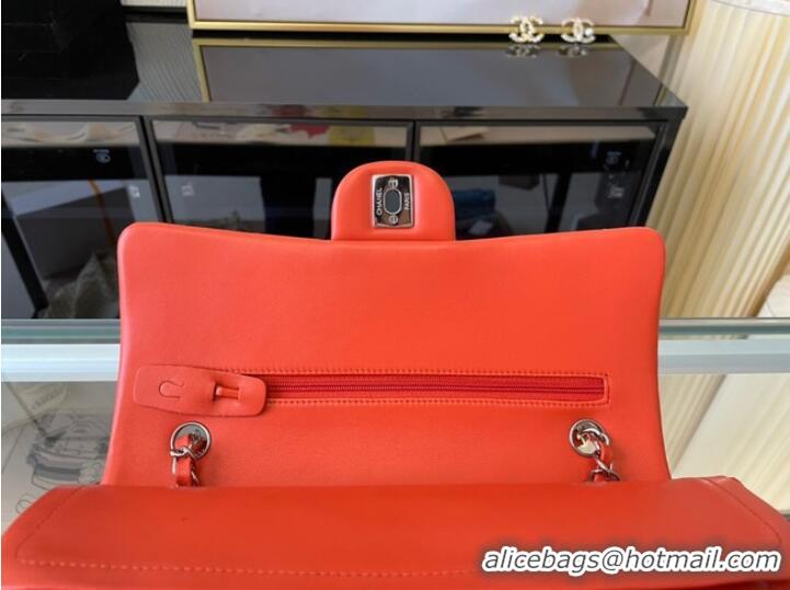 Super Quality Chanel classic handbag Lambskin&silver Metal 01112 orange