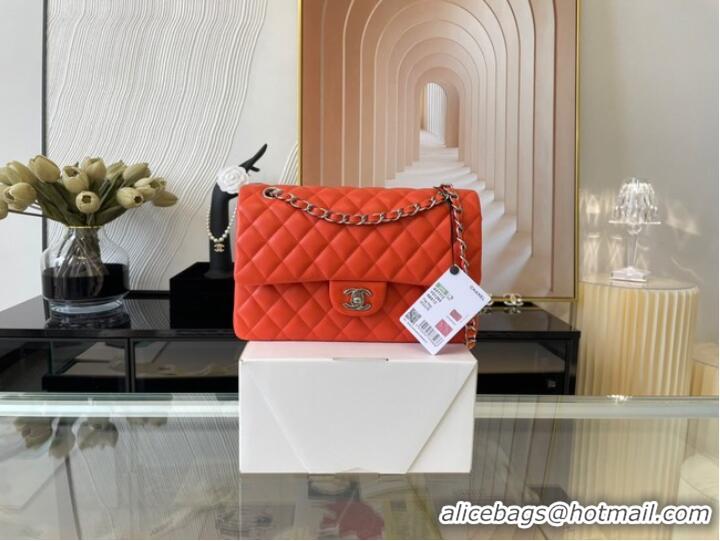 Super Quality Chanel classic handbag Lambskin&silver Metal 01112 orange