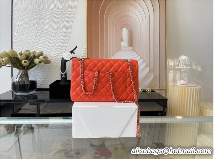 Super Quality Chanel classic handbag Lambskin&silver Metal 01112 orange