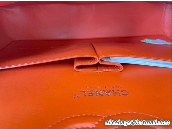 Super Quality Chanel classic handbag Lambskin&silver Metal 01112 orange