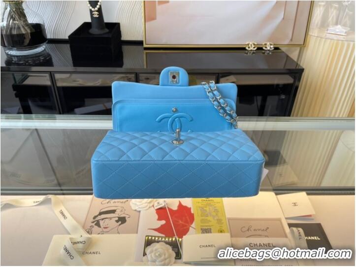 Famous Brand Chanel classic handbag Lambskin&silver Metal 01112 sky blue