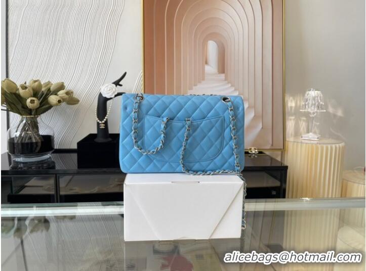 Famous Brand Chanel classic handbag Lambskin&silver Metal 01112 sky blue