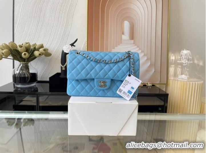 Famous Brand Chanel classic handbag Lambskin&silver Metal 01112 sky blue