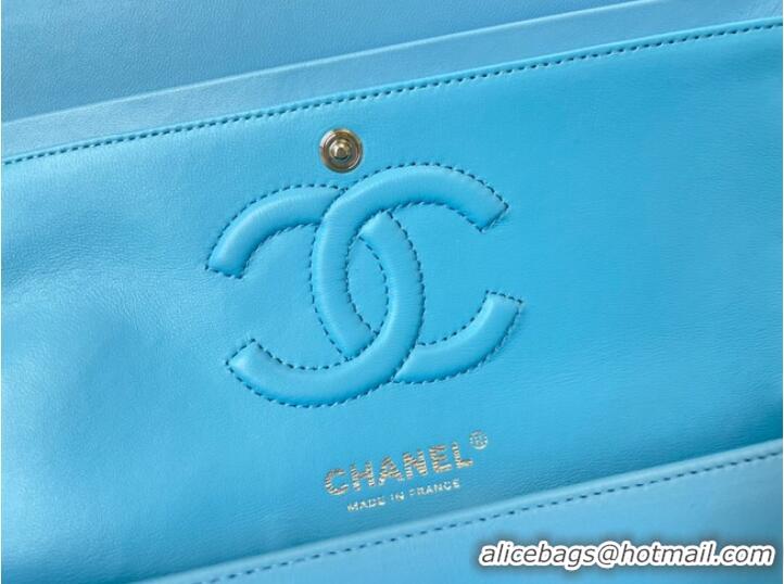 Famous Brand Chanel classic handbag Lambskin&silver Metal 01112 sky blue