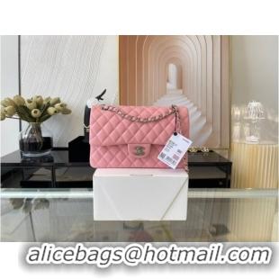 Promotional Chanel classic handbag Lambskin&silver Metal 01112 Cherry Blossom powder