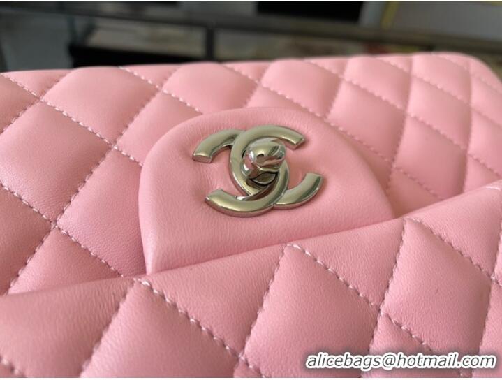 Promotional Chanel classic handbag Lambskin&silver Metal 01112 Cherry Blossom powder