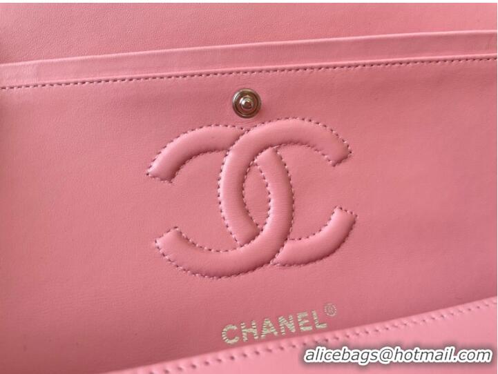 Promotional Chanel classic handbag Lambskin&silver Metal 01112 Cherry Blossom powder