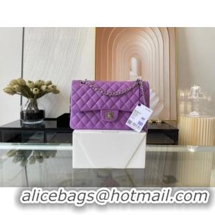 Top Grade Chanel classic handbag Lambskin&silver Metal 01112 purple