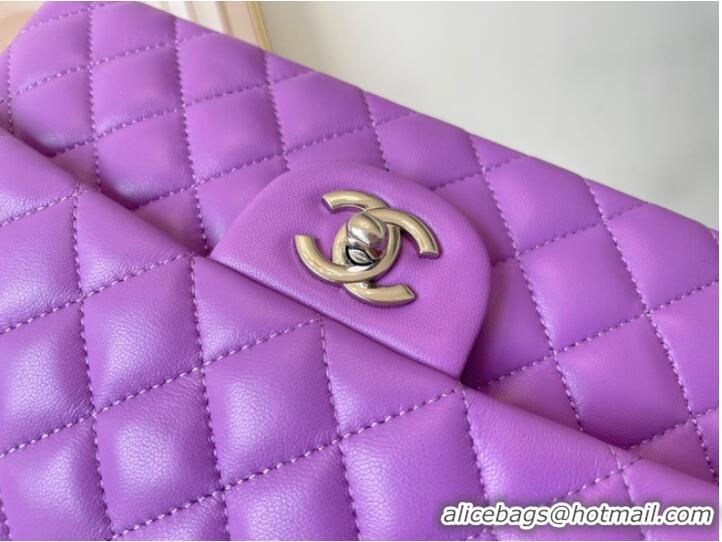 Top Grade Chanel classic handbag Lambskin&silver Metal 01112 purple