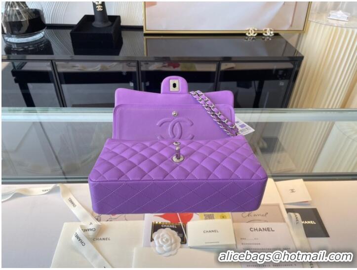 Top Grade Chanel classic handbag Lambskin&silver Metal 01112 purple