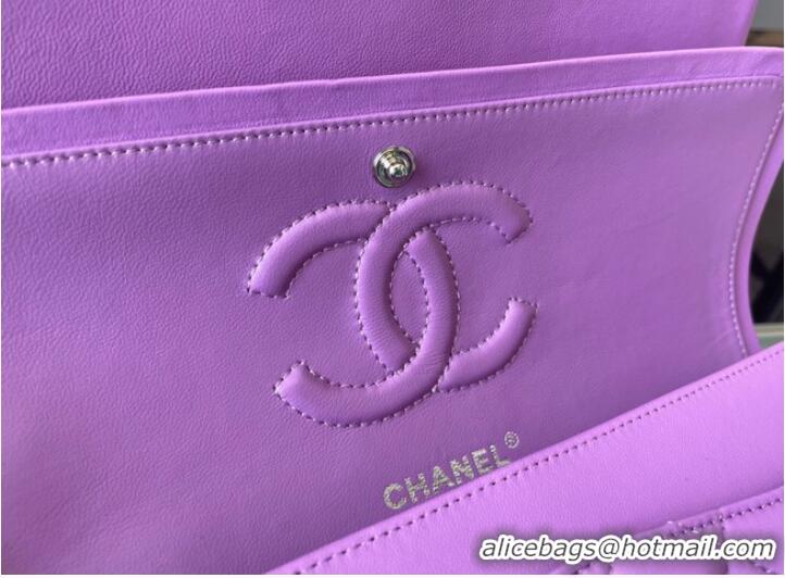 Top Grade Chanel classic handbag Lambskin&silver Metal 01112 purple