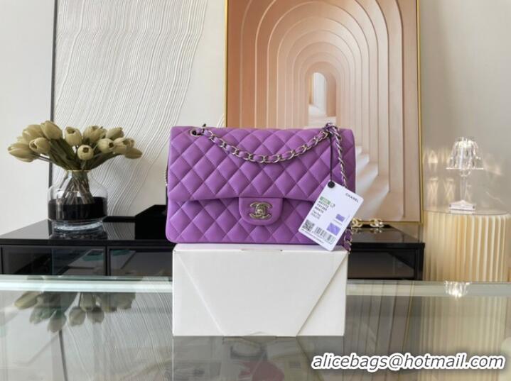 Top Grade Chanel classic handbag Lambskin&silver Metal 01112 purple