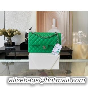 Top Quality Chanel classic handbag Lambskin&silver Metal 01112 green