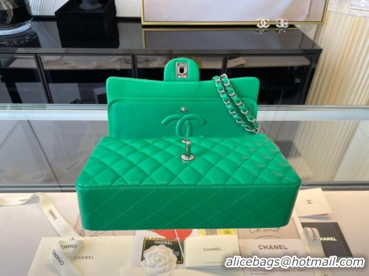 Top Quality Chanel classic handbag Lambskin&silver Metal 01112 green