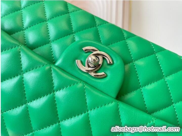 Top Quality Chanel classic handbag Lambskin&silver Metal 01112 green