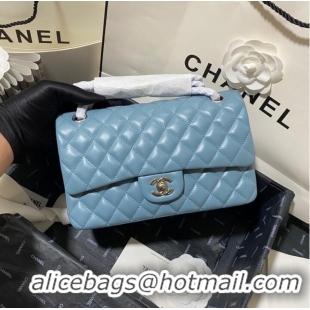 Super Quality Chanel classic handbag Lambskin&silver Metal 01112 blue