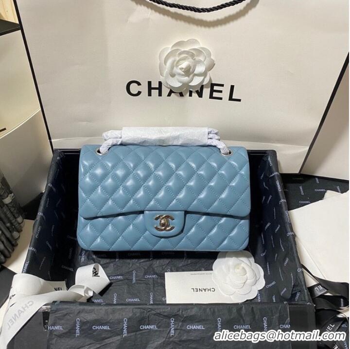 Super Quality Chanel classic handbag Lambskin&silver Metal 01112 blue