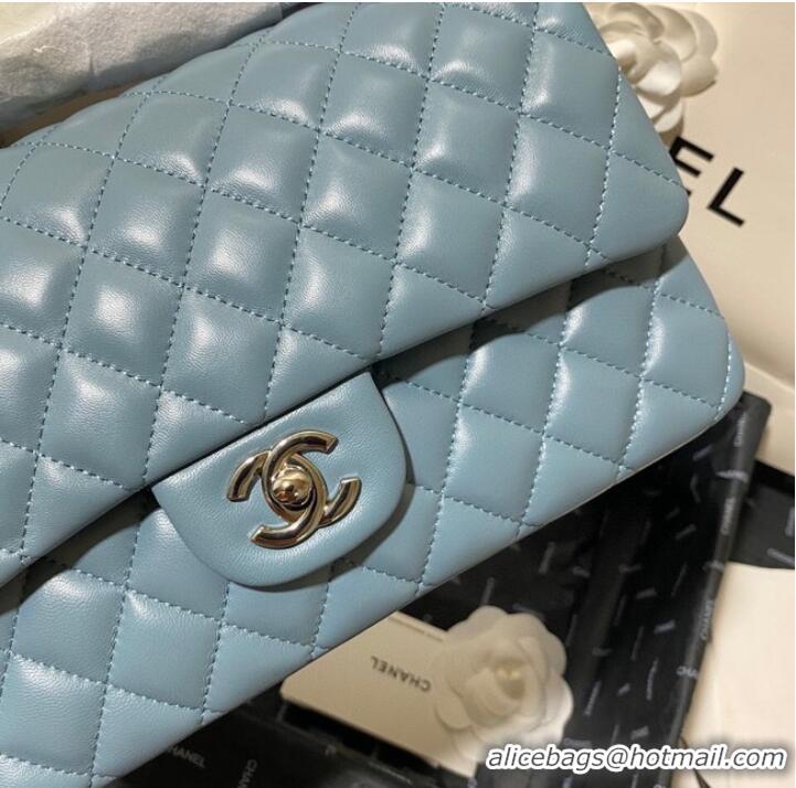 Super Quality Chanel classic handbag Lambskin&silver Metal 01112 blue