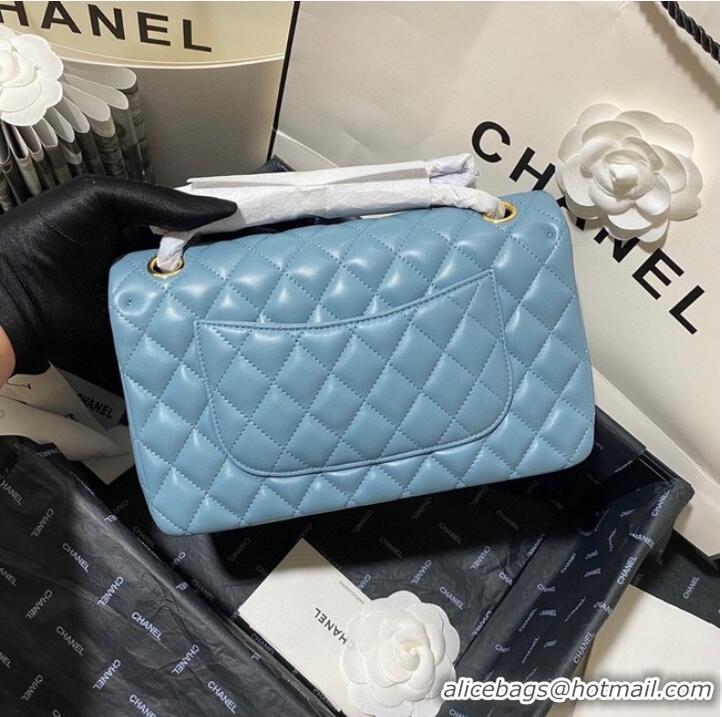 Affordable Price Chanel classic handbag Lambskin&gold Metal 01112 blue