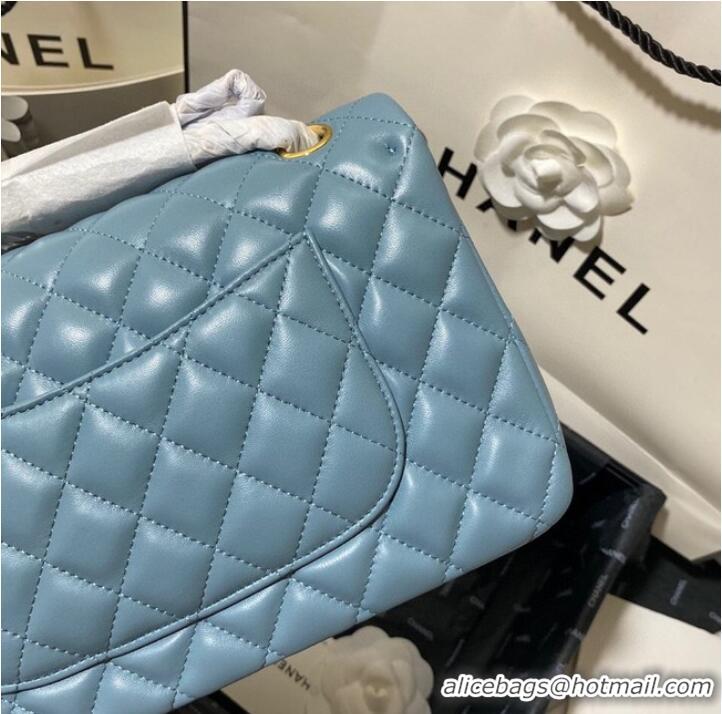 Affordable Price Chanel classic handbag Lambskin&gold Metal 01112 blue