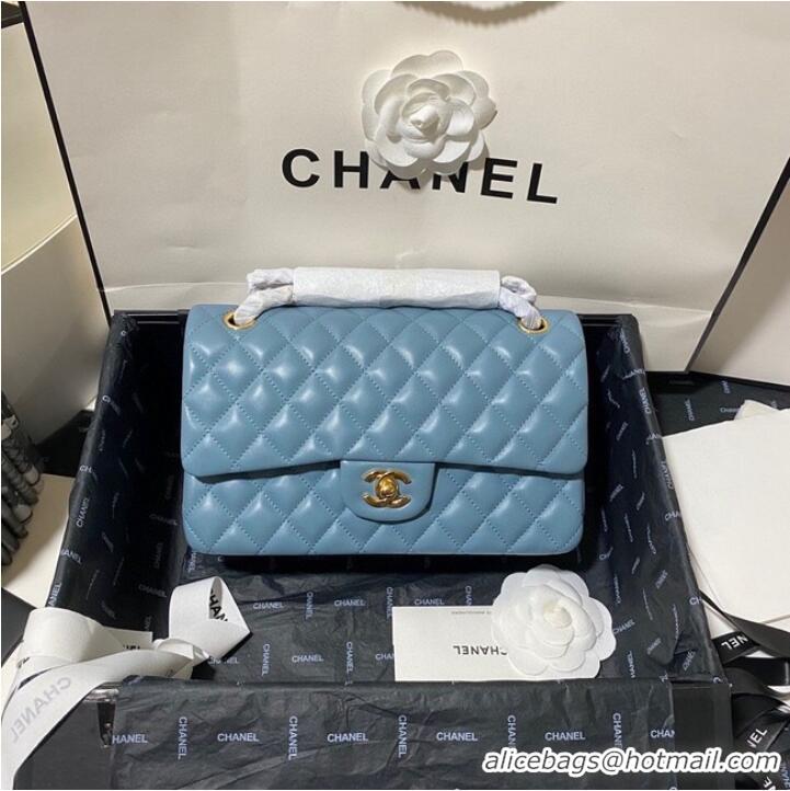 Affordable Price Chanel classic handbag Lambskin&gold Metal 01112 blue