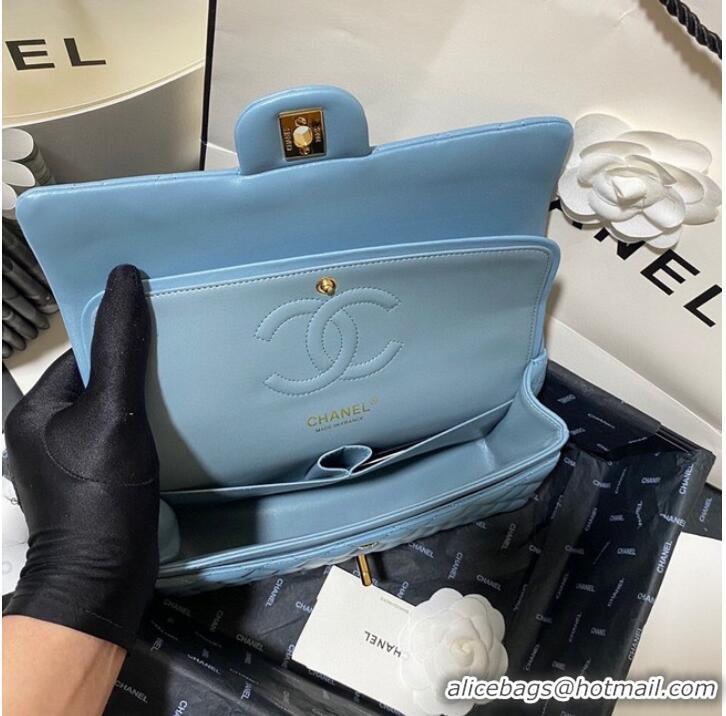 Affordable Price Chanel classic handbag Lambskin&gold Metal 01112 blue