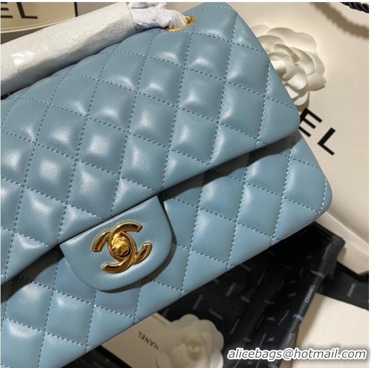 Affordable Price Chanel classic handbag Lambskin&gold Metal 01112 blue