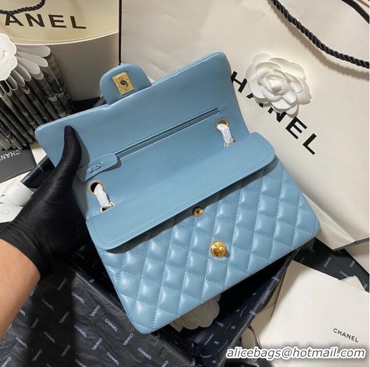 Affordable Price Chanel classic handbag Lambskin&gold Metal 01112 blue