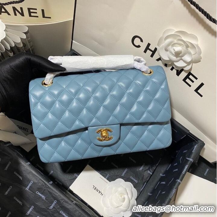 Affordable Price Chanel classic handbag Lambskin&gold Metal 01112 blue