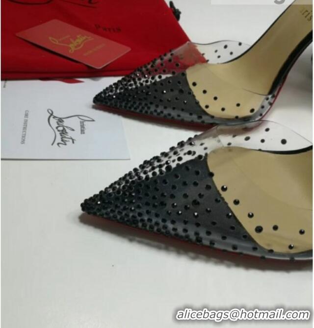 Perfect Christian Louboutin Stud High Heel Pumps with Mesh Ribbon Black 031912