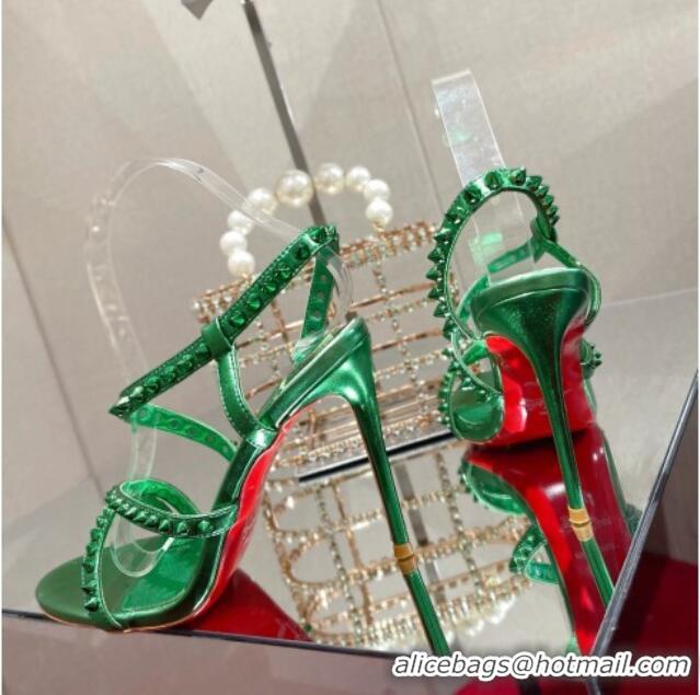 Good Quality Christian Louboutin Neon High Heel Sandals 10cm Green 032835