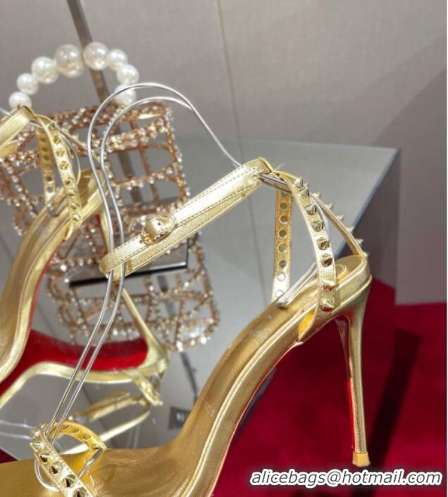 Discount Christian Louboutin Neon High Heel Sandals 10cm Gold 032838