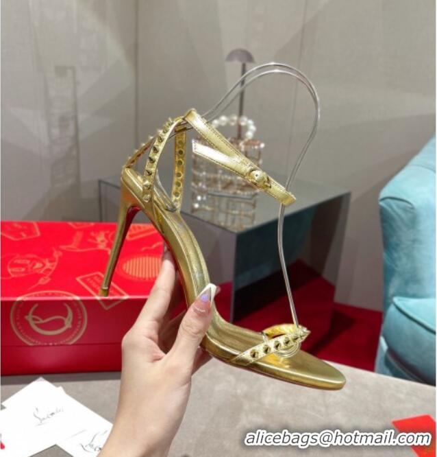 Discount Christian Louboutin Neon High Heel Sandals 10cm Gold 032838