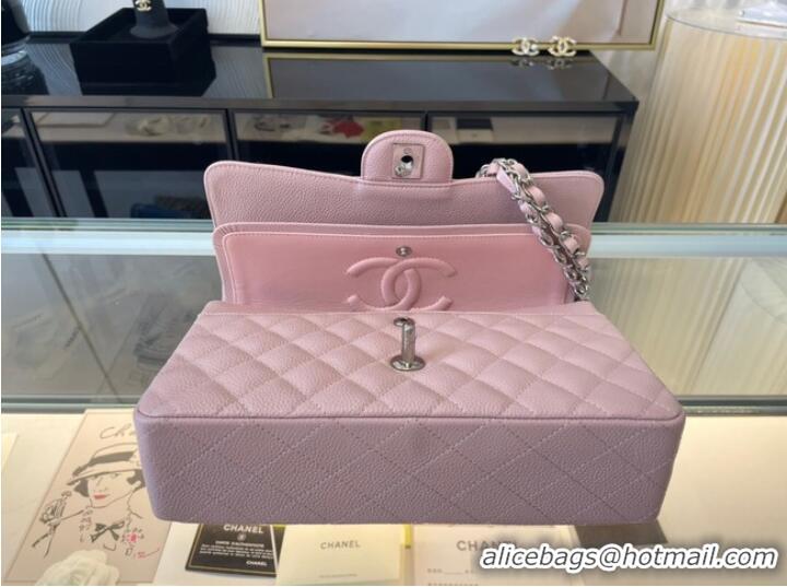 Promotional Chanel classic handbag Grained Calfskin&silver Metal 01112 Cherry Blossom powder