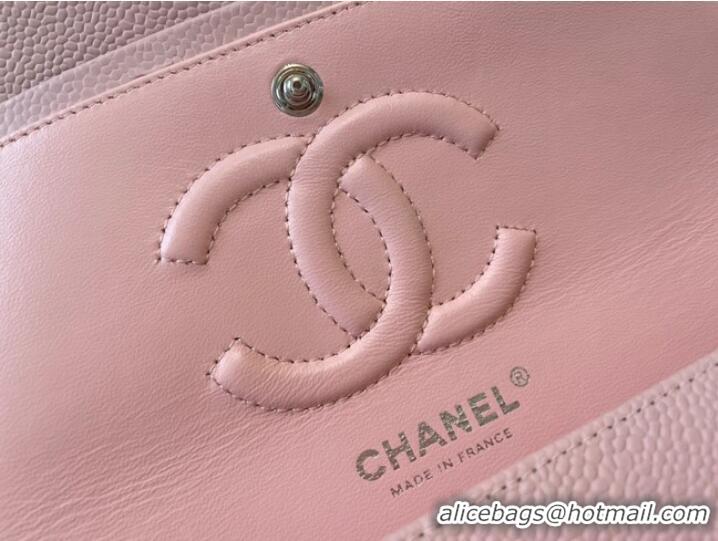 Promotional Chanel classic handbag Grained Calfskin&silver Metal 01112 Cherry Blossom powder