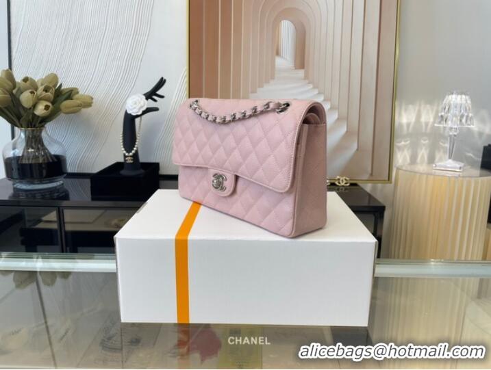 Promotional Chanel classic handbag Grained Calfskin&silver Metal 01112 Cherry Blossom powder