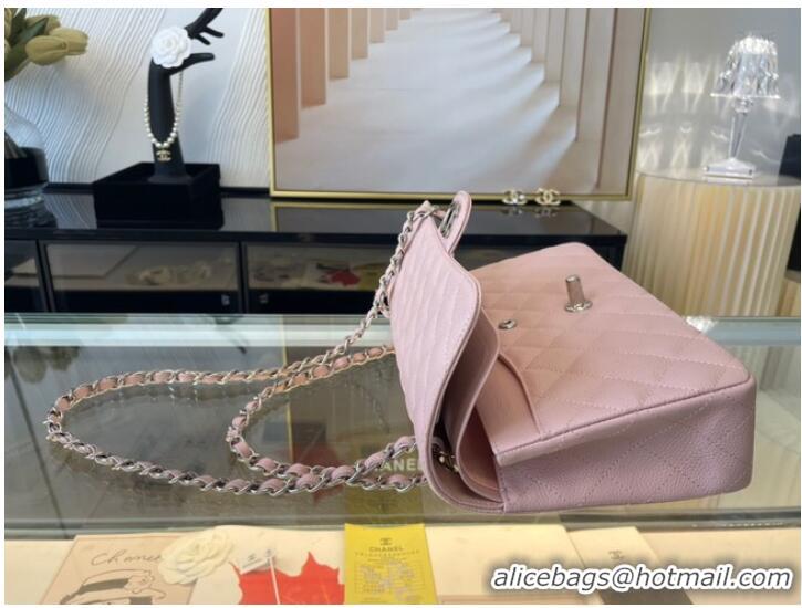 Promotional Chanel classic handbag Grained Calfskin&silver Metal 01112 Cherry Blossom powder