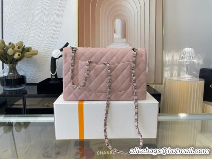 Promotional Chanel classic handbag Grained Calfskin&silver Metal 01112 Cherry Blossom powder