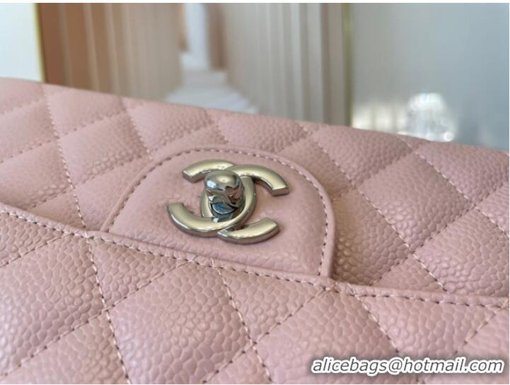 Promotional Chanel classic handbag Grained Calfskin&silver Metal 01112 Cherry Blossom powder