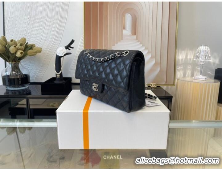 Luxury Discount Chanel classic handbag Grained Calfskin&silver Metal 01112 black