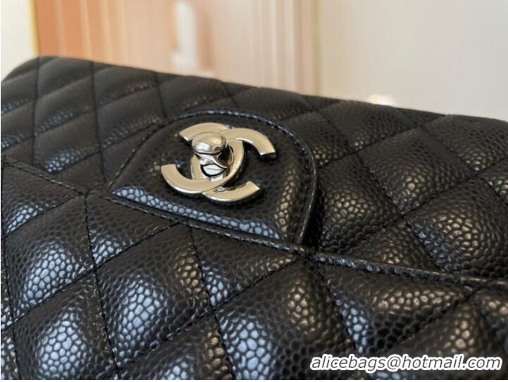 Luxury Discount Chanel classic handbag Grained Calfskin&silver Metal 01112 black