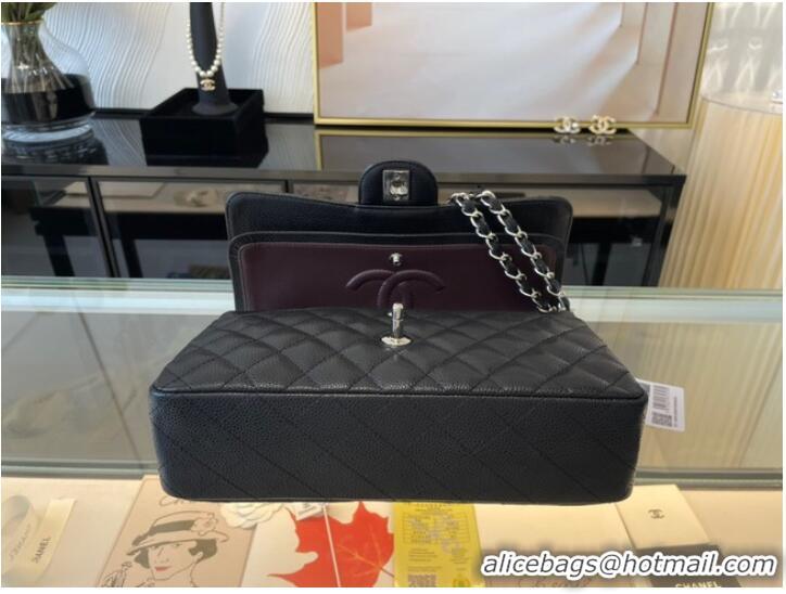 Luxury Discount Chanel classic handbag Grained Calfskin&silver Metal 01112 black