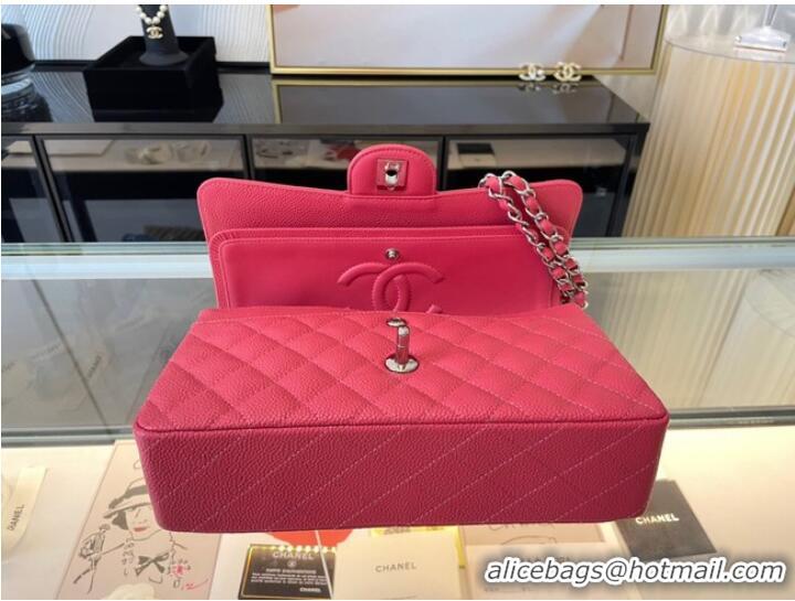 Affordable Price Chanel classic handbag Grained Calfskin&silver Metal 01112 red