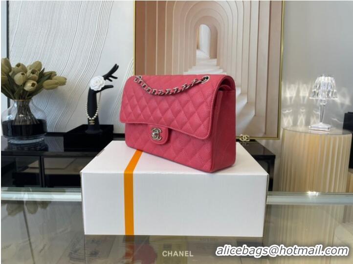 Affordable Price Chanel classic handbag Grained Calfskin&silver Metal 01112 red