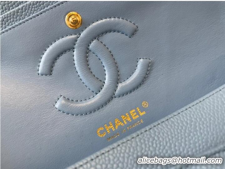 Fashion Grade Chanel classic handbag Grained Calfskin&gold Metal 01112 sky blue