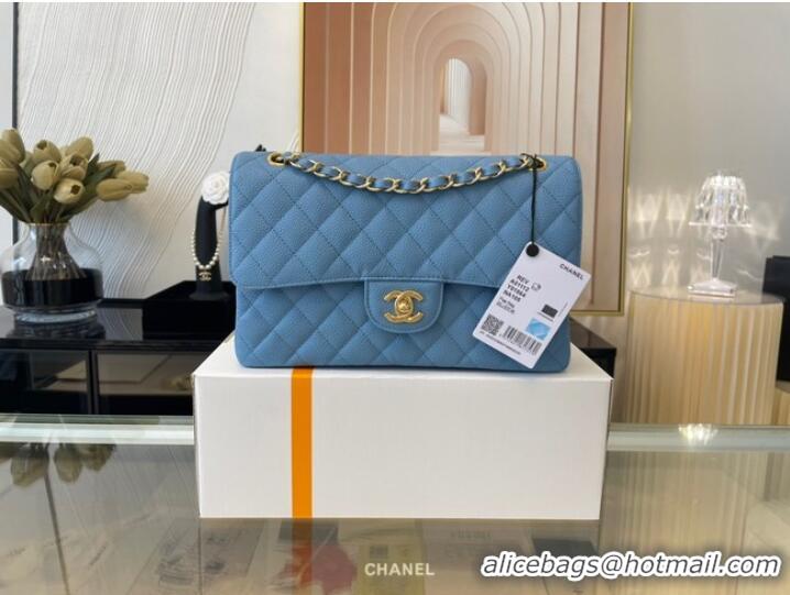 Fashion Grade Chanel classic handbag Grained Calfskin&gold Metal 01112 sky blue