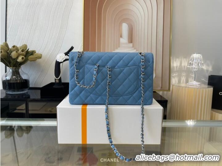 Inexpensive Chanel classic handbag Grained Calfskin&silver Metal 01112 sky blue