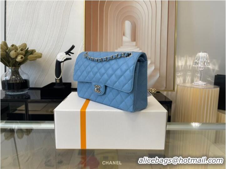 Inexpensive Chanel classic handbag Grained Calfskin&silver Metal 01112 sky blue